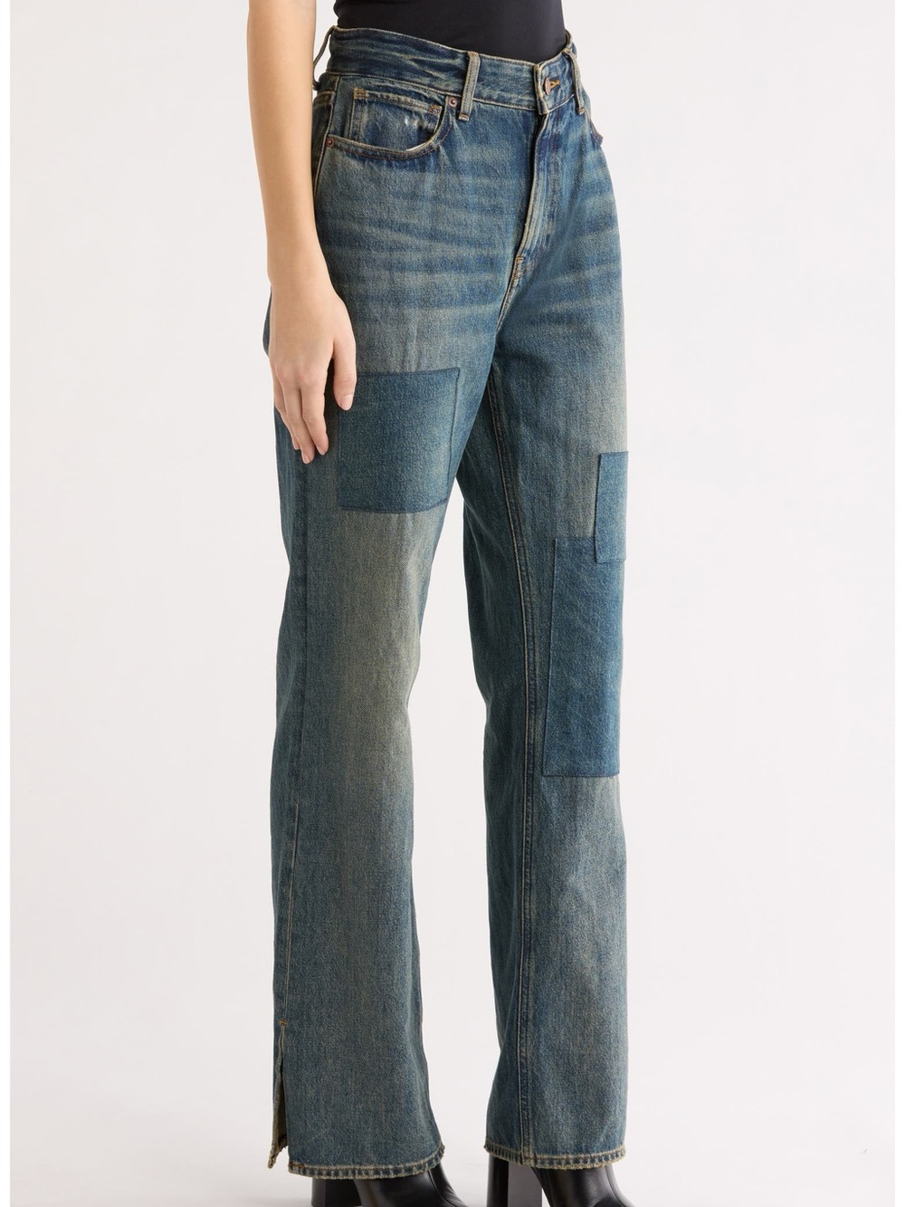 Good American The Khloé Jean Patchwork Straight 27 - Picture 3 of 14